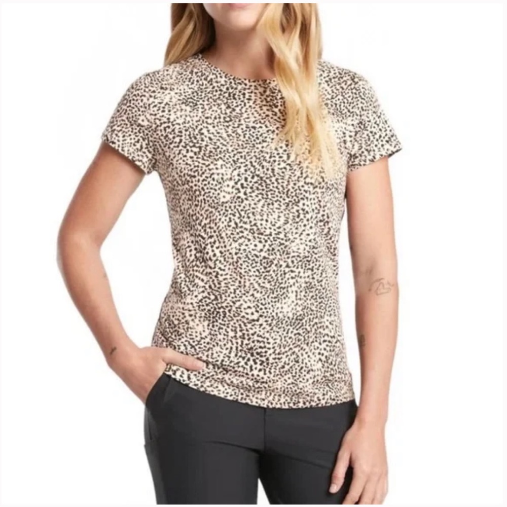Athleta Organic Daily Printed Tee Animal Cheetah Leopard M Medium
